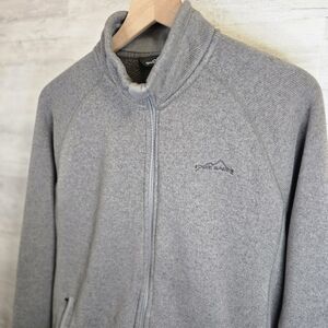 Eddie Bauer Men's Zip-Up Gray Sweater Fleece Jacket
